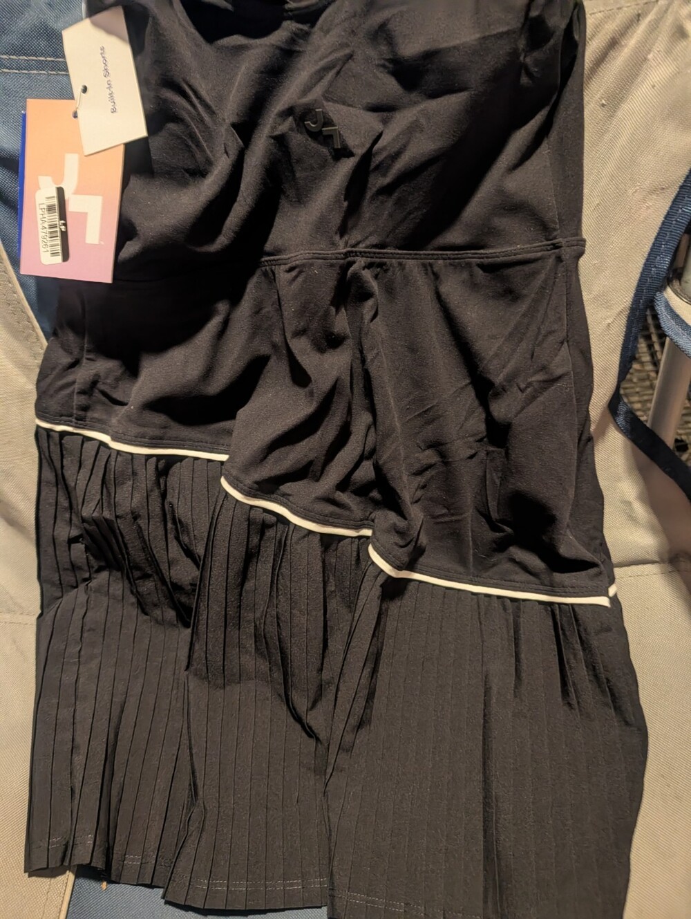 JoyLab Women Asymmetrical Pleated Active Tennis Dress XS Black White Trim NWT - Picture 3 of 3